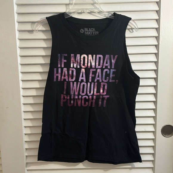 Black Matter Tops - Black Matter Tank Top with Purple lettering Size L